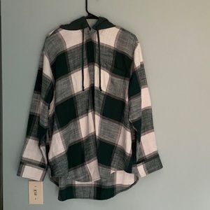 oversized green and white american eagle flannel